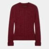 Sienna Ladies Cable Knit Roll Neck In Berry -AlanPaine Shop 021B65 SIENNA LADIES ALL OVER CABLE MOCK NECK BERRY 01