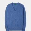 Hampshire Lambswool Jumper In Blue Velvet - Classic Fit -AlanPaine Shop 050A65 HAMPSHIRE CLASSIC SADDLE SHOULDER VEE BLUE VELVET 01