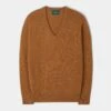 Hampshire Lambswool Jumper In Gazelle - Classic Fit -AlanPaine Shop 050A65 HAMPSHIRE CLASSIC SADDLE SHOULDER VEE GAZELLE 01