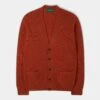 Cornwall Lambswool Cardigan In Ember - Classic Fit -AlanPaine Shop 050K01 CORNWALL SADDLE SOULDER VEE NECK CARDIGAN EMBER 01