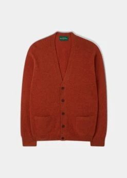 Cornwall Lambswool Cardigan In Ember - Classic Fit