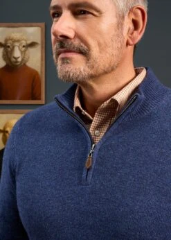 Sutherland Lambswool 1/4 Zip Jumper In Rhapsody - Regular Fit -AlanPaine Shop 050T03 SUTHERLAND HALF ZIP MOCK NECK RHAPSODY 02