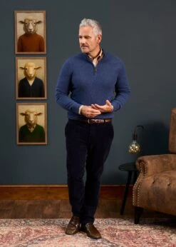 Sutherland Lambswool 1/4 Zip Jumper In Rhapsody - Regular Fit -AlanPaine Shop 050T03 SUTHERLAND HALF ZIP MOCK NECK RHAPSODY 06