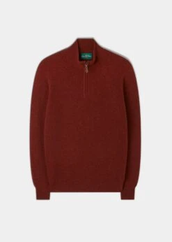 Sutherland Lambswool 1/4 Zip Jumper In Sienna - Regular Fit