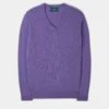 Haddington Cashmere Jumper In Heliotrope - Regular Fit 1 Haddington Cashmere Jumper In Heliotrope - Regular Fit -AlanPaine Shop 101U62 HADDINGTON VEE NECK HELIOTROPE 01