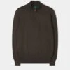 Ashfield 1/4 Zip Cotton Merino Jumper In Seaweed