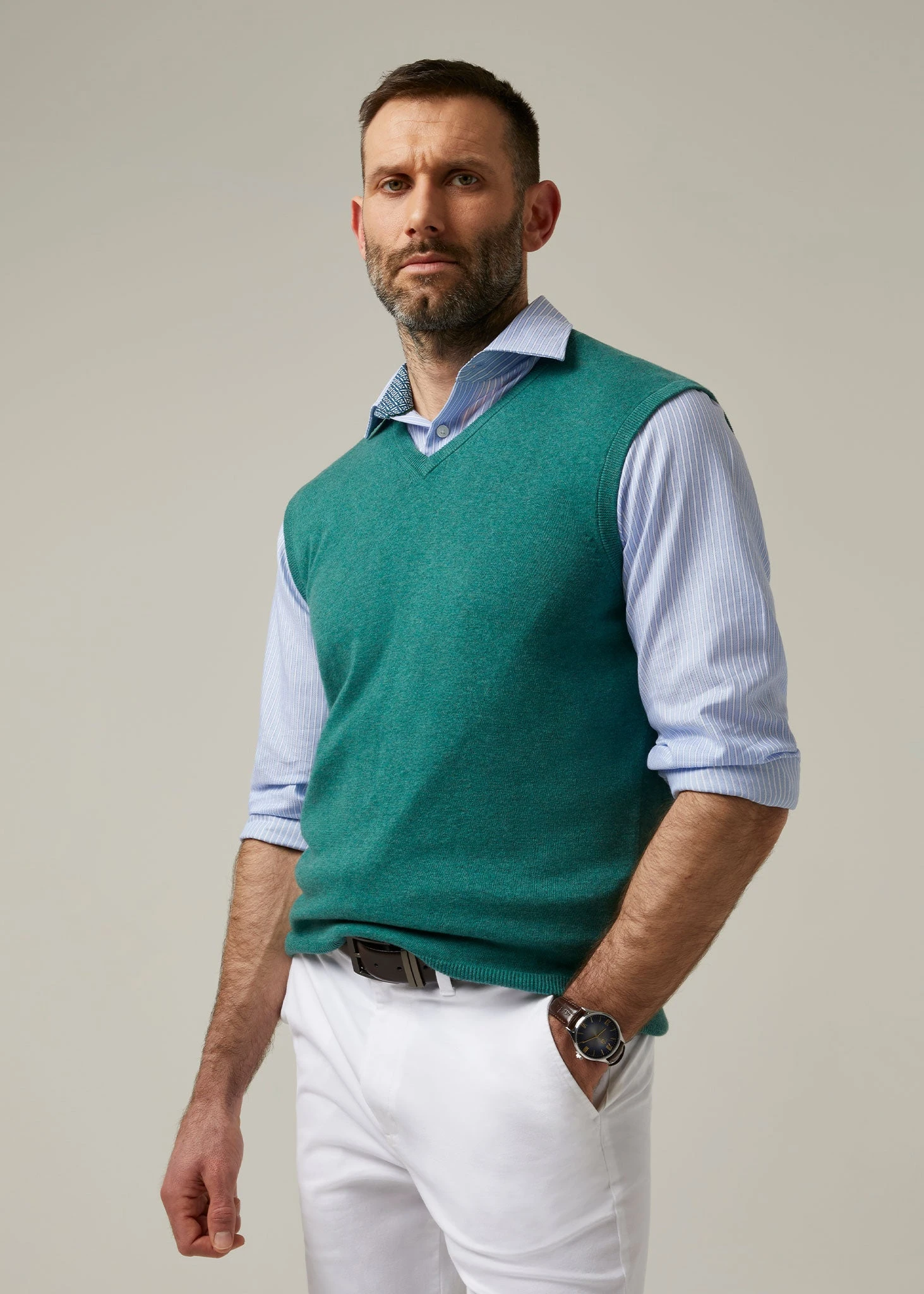 Ellerby Cotton Cashmere Slipover In Moorland 5 Ellerby Cotton Cashmere Slipover In Moorland - Image 3