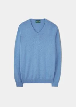 Rothwell Cotton Cashmere Jumper In Carolina Blue