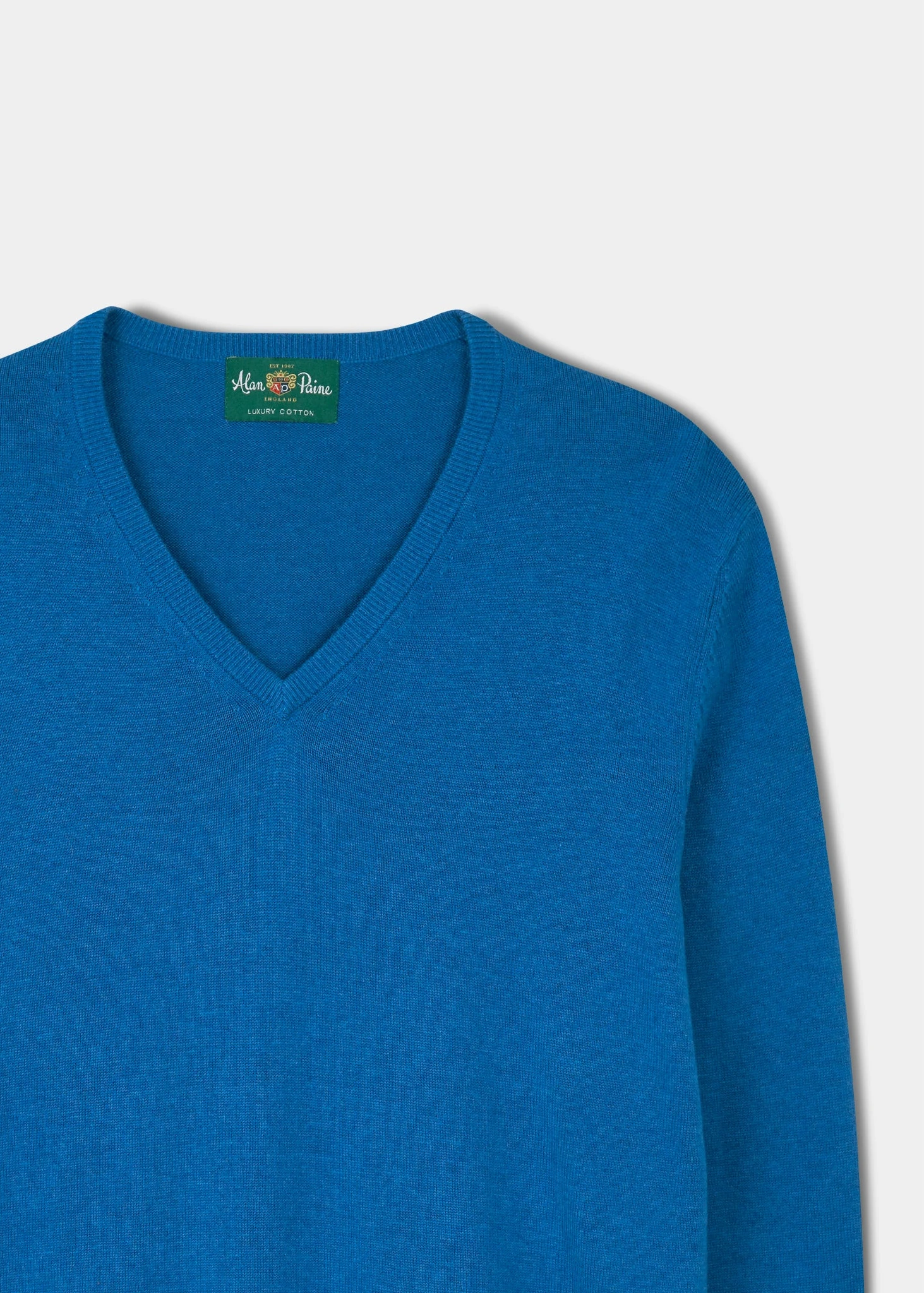 Rothwell Cotton Cashmere Jumper In Regatta 4 Rothwell Cotton Cashmere Jumper In Regatta - Image 2