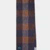 Marrick Block Check Cashmere Scarf In Orange