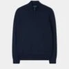 Ashfield 1/4 Zip Cotton Merino Jumper In Dark Navy -AlanPaine Shop ASHFIELD QUARTER ZIP JUMPER DARK NAVY
