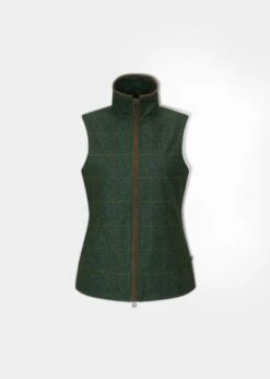 Didsmere Ladies Technical Tweed Gilet In Myrtle - Regular Fit