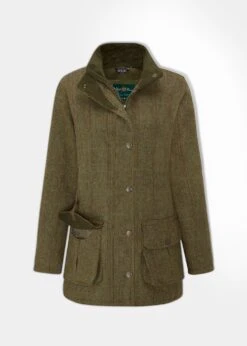Rutland Ladies Tweed Waterproof Shooting Coat In Hemp