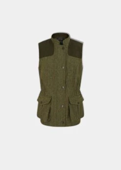 Rutland Ladies Tweed Gilet In Hemp