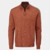 Streetly Men's 1/2 Zip Mock Neck Jumper In Tiger - Classic Fit -AlanPaine Shop Alan Paine Streetly Half Zip Mock Neck in Tiger