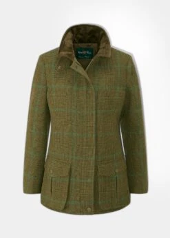 Surrey Ladies Tweed Coat In Marsh - Regular Fit