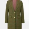 Surrey Ladies Mid-Thigh Tweed Coat In Marsh - Regular Fit -AlanPaine Shop Alan Paine Surrey Ladies Mid thigh Coat in Marsh