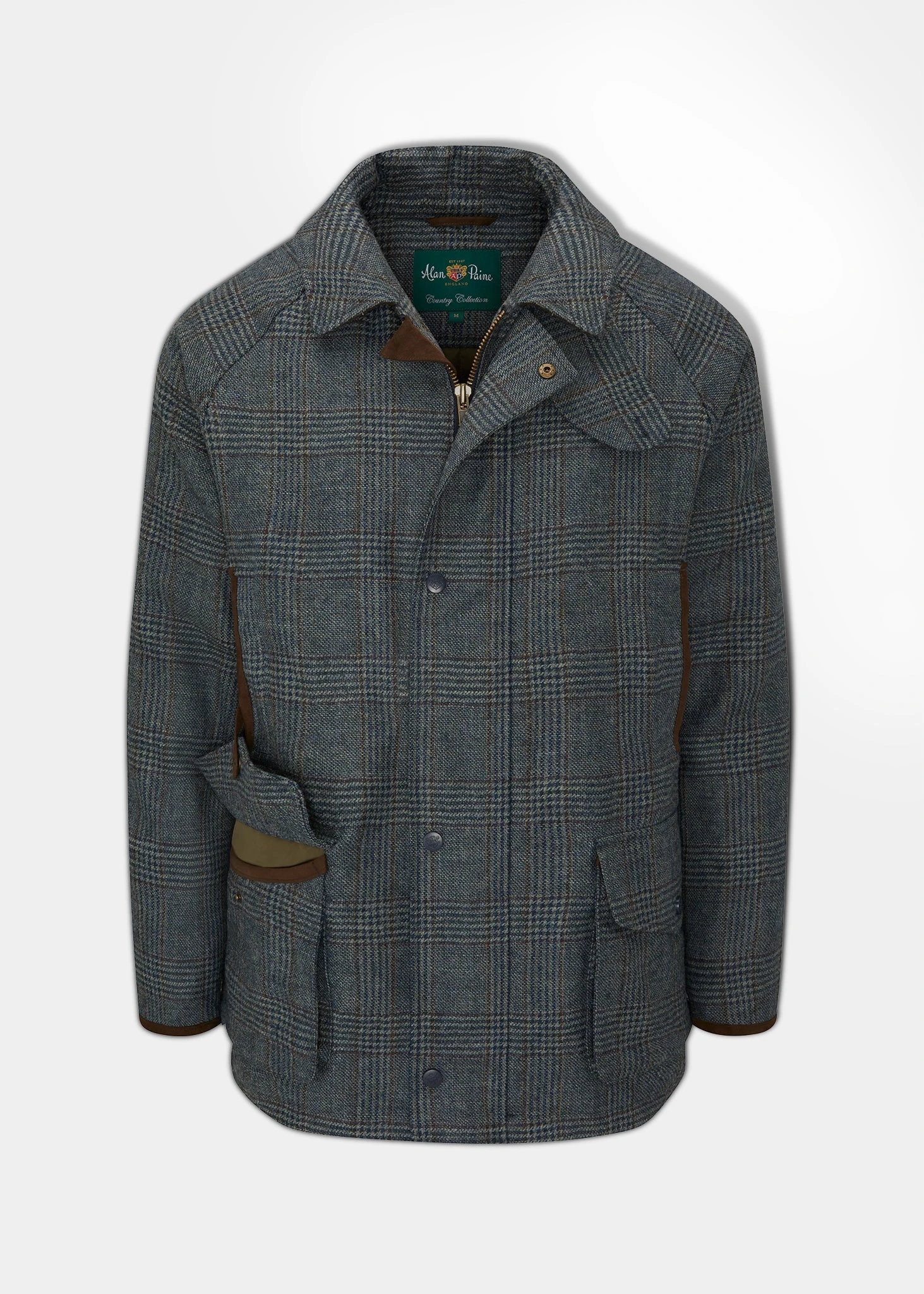 Surrey Waterproof Tweed Coat In Blue Check - Shooting Fit 3 Surrey Waterproof Tweed Coat In Blue Check - Shooting Fit