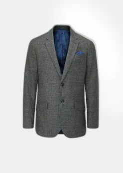 Surrey Tweed Lined Blazer In Blue Check - Regular Fit