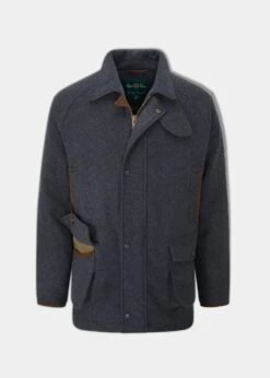 Surrey Waterproof Tweed Coat In Blue - Shooting Fit