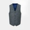 Surrey Men's Tweed Lined Country Waistcoat In Blue Check - Regular Fit