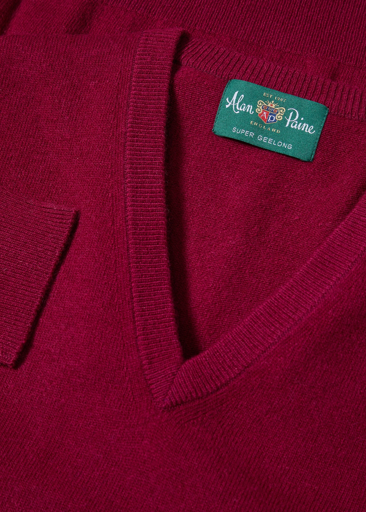 Albury Geelong Wool Jumper In Claret - Regular Fit 6 Albury Geelong Wool Jumper In Claret - Regular Fit - Image 4