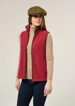 Aylsham Ladies Fleece Gilet In Cranberry - Regular Fit -AlanPaine Shop Aylsham Fleece Gilet Cranberry 2