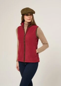 Aylsham Ladies Fleece Gilet In Cranberry - Regular Fit -AlanPaine Shop Aylsham Fleece Gilet Cranberry 4