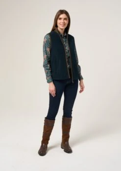 Aylsham Ladies Fleece Gilet In Dark Navy - Regular Fit -AlanPaine Shop Aylsham Fleece Womens Gilet Navy 1