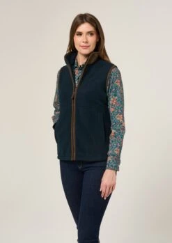 Aylsham Ladies Fleece Gilet In Dark Navy - Regular Fit -AlanPaine Shop Aylsham Fleece Womens Gilet Navy 4