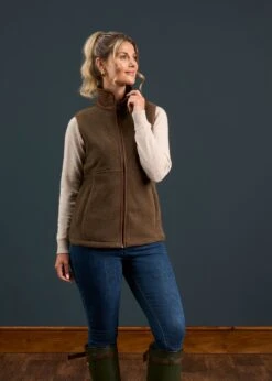 Aylsham Ladies Fleece Gilet In Pecan - Regular Fit -AlanPaine Shop Aylsham Ladies Fleece Gilet Pecan 1