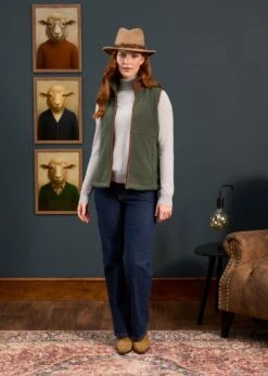 Aylsham Ladies Fleece Gilet In Cedar Green - Regular Fit -AlanPaine Shop Aylsham Laides Fleece Gilet Cedar 9