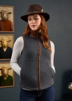 Aylsham Ladies Fleece Gilet In Gunmetal - Regular Fit -AlanPaine Shop Aylsham Laides Fleece Gilet Gunmetal 3