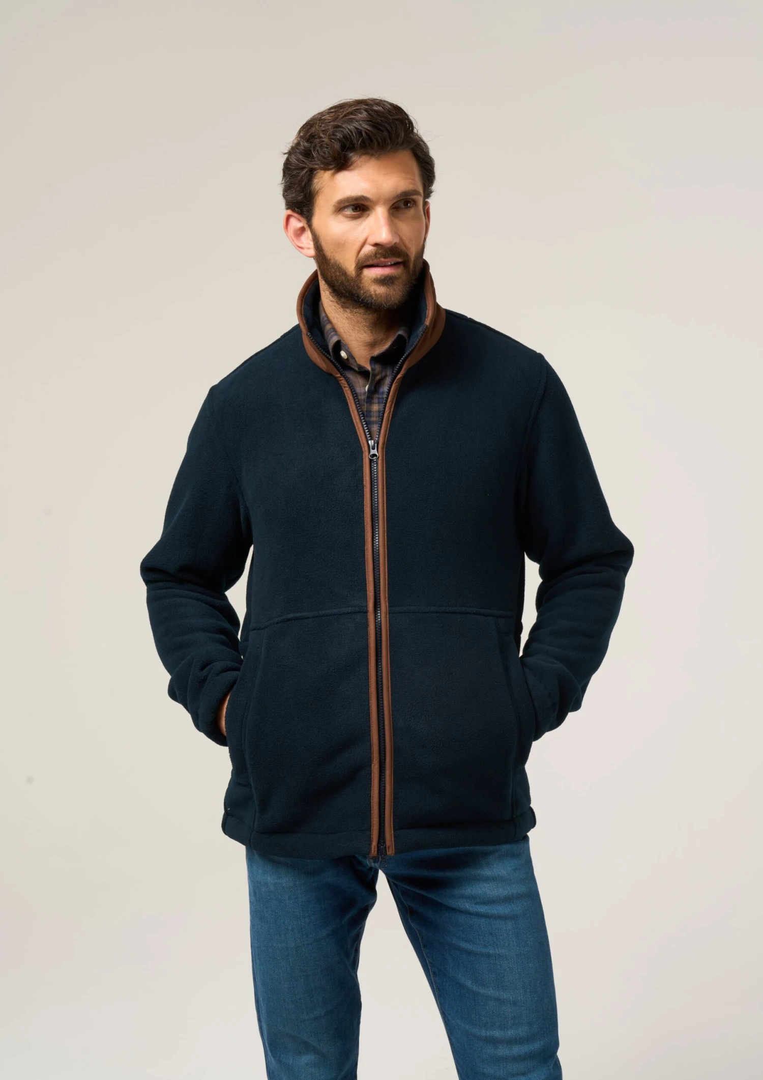 Aylsham Men's Fleece Jacket In Dark Navy - Regular Fit 4 Aylsham Men's Fleece Jacket In Dark Navy - Regular Fit - Image 2