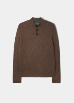 Ballyford Men's Half Button Mock Neck In Cocoa