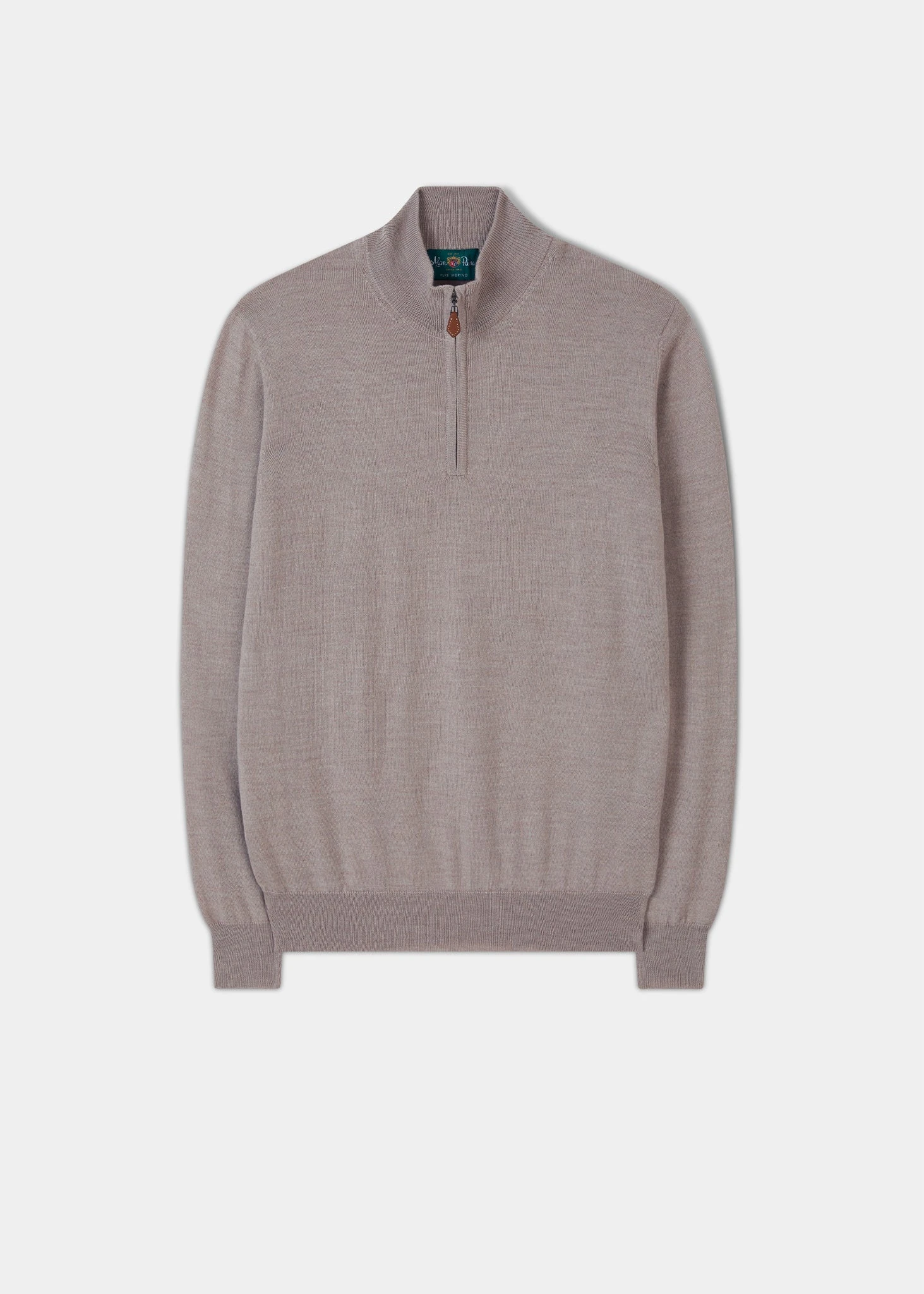 Barton Merino Wool 1/4 Zip Mock Jumper In Linen - Regular Fit 3 Barton Merino Wool 1/4 Zip Mock Jumper In Linen - Regular Fit