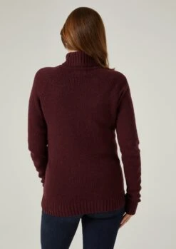 Brightmere Ladies Roll Neck Jumper In Bordeaux -AlanPaine Shop Brightmere Ladies Roll Neck Jumper Biscuit 1