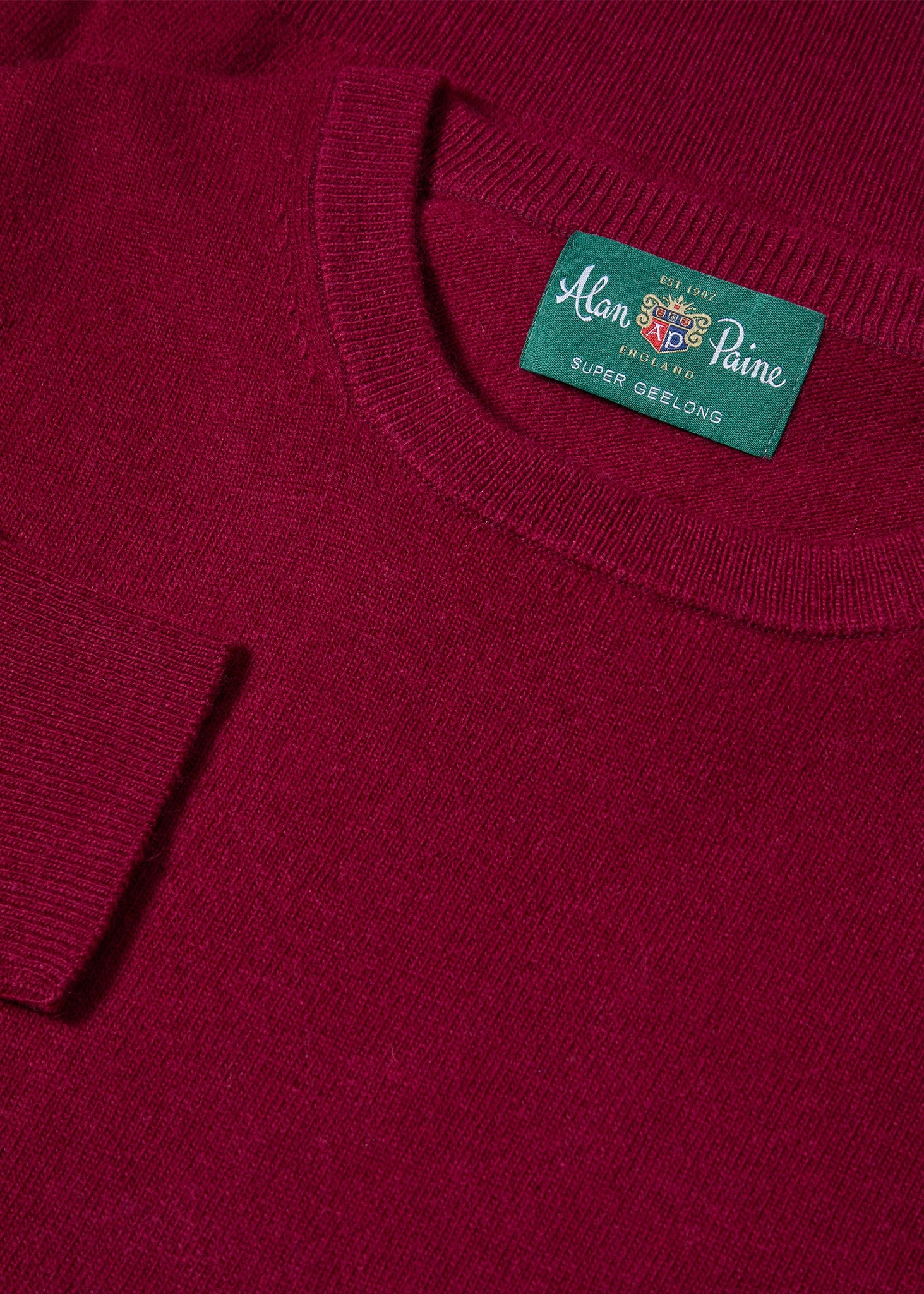 Brisbane Geelong Wool Jumper In Claret - Regular Fit 4 Brisbane Geelong Wool Jumper In Claret - Regular Fit - Image 2