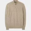 Cairns Geelong Wool 1/4 Zip Jumper In Irish Cream - Regular Fit -AlanPaine Shop CAIRNS HALF ZIP NK SET IN BLOUSON IRISH CREAM 01