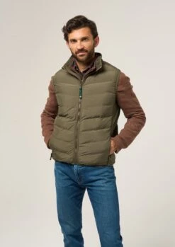 Calsall Men's Hybrid Gilet In Olive - Regular Fit 13 Calsall Men's Hybrid Gilet In Olive - Regular Fit -AlanPaine Shop Calsall Hybrid Quilted Gilet Olive 3