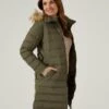 Calsall Ladies Olive Jacket - Regular Fit -AlanPaine Shop Calsall Womens Quilte Long Coat Olive 1