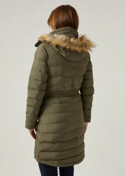 Calsall Ladies Olive Jacket - Regular Fit -AlanPaine Shop Calsall Womens Quilte Long Coat Olive 6