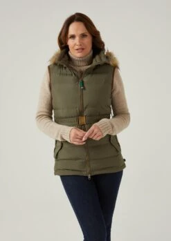 Calsall Ladies Olive Gilet - Regular Fit -AlanPaine Shop Calsall Womens Quilted Country Gilet Olive 2