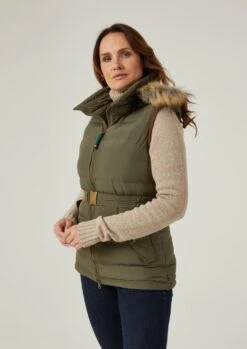 Calsall Ladies Olive Gilet - Regular Fit -AlanPaine Shop Calsall Womens Quilted Country Gilet Olive 3