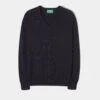 Selkirk Cashmere Jumper In Dark Navy - Classic Fit -AlanPaine Shop Cashmere Saddle Shoulder Navy Jumper 1