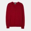 Selkirk Cashmere Jumper In Ruby - Classic Fit -AlanPaine Shop Cashmere Saddle Shoulder Ruby Navy Jumper