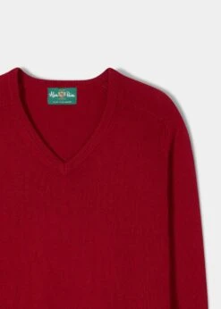 Selkirk Cashmere Jumper In Ruby - Classic Fit 6 Selkirk Cashmere Jumper In Ruby - Classic Fit -AlanPaine Shop Cashmere Saddle Shoulder Ruby Navy Jumper1