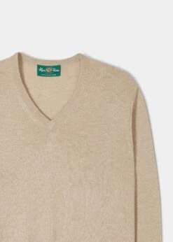 Haddington Cashmere Jumper In Linen - Regular Fit 6 Haddington Cashmere Jumper In Linen - Regular Fit -AlanPaine Shop Cashmere Sweater Linen 1