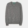 Selkirk Cashmere Jumper In Derby - Classic Fit -AlanPaine Shop CashmereSaddleShoulderGreyJumper