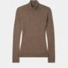 Clara Ladies Wool And Cashmere Roll Neck Jumper In Pecan -AlanPaine Shop Clara Ladies Wool Cashmere Roll Neck Jumper Pecan